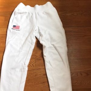 White champion sweatpants with American flag